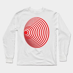 Geometric red concentric circles 3D doodle art Long Sleeve T-Shirt